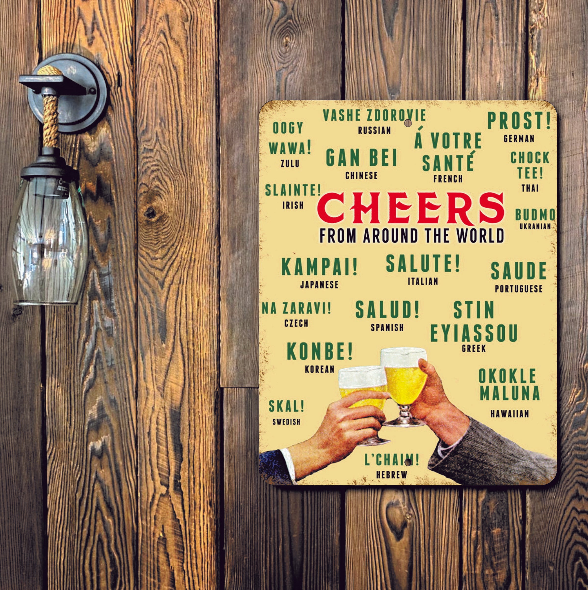 PLACA CHEERS SALUD BEER