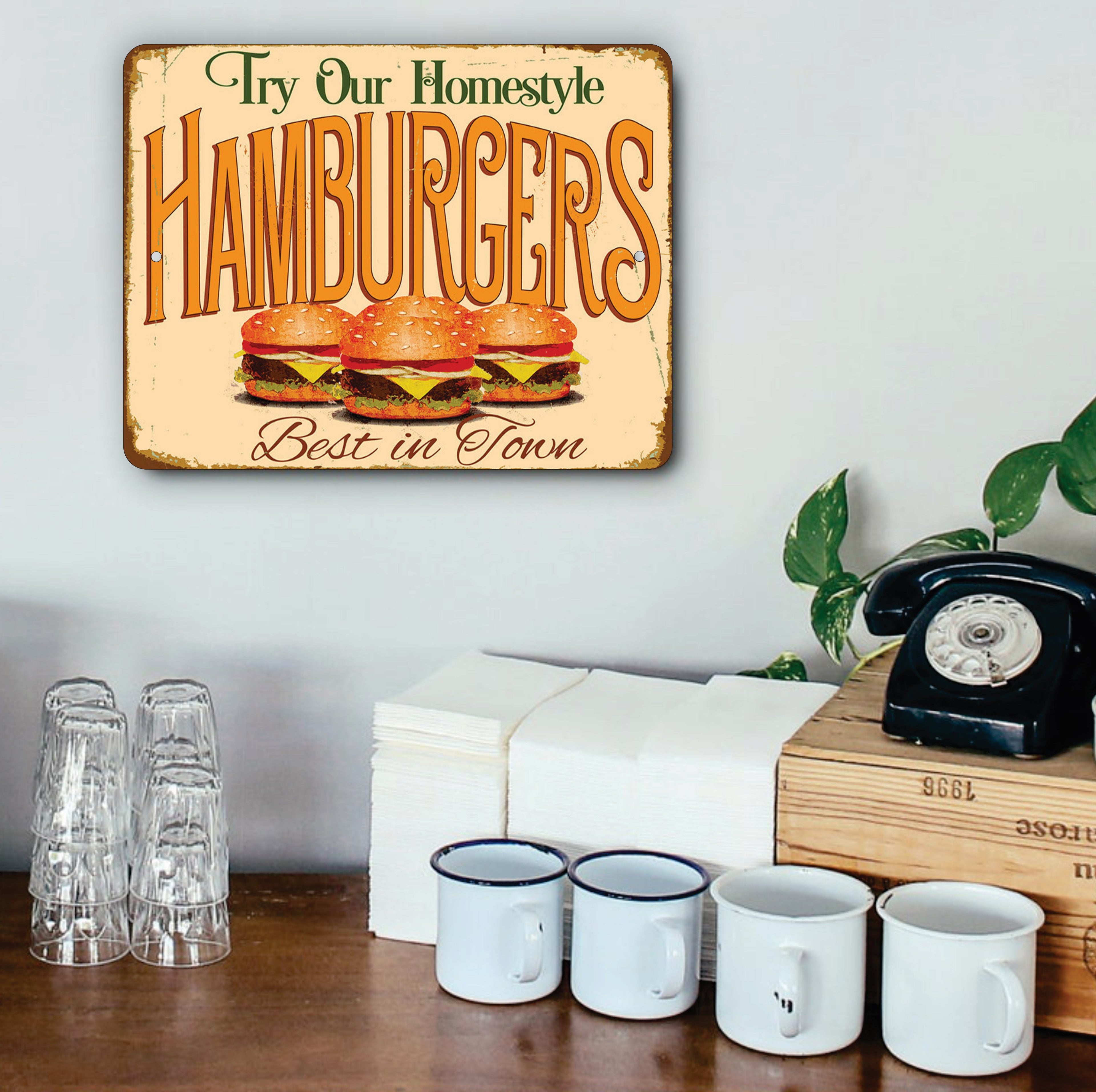 PLACA HAMBURGERS BEST IN TOWN