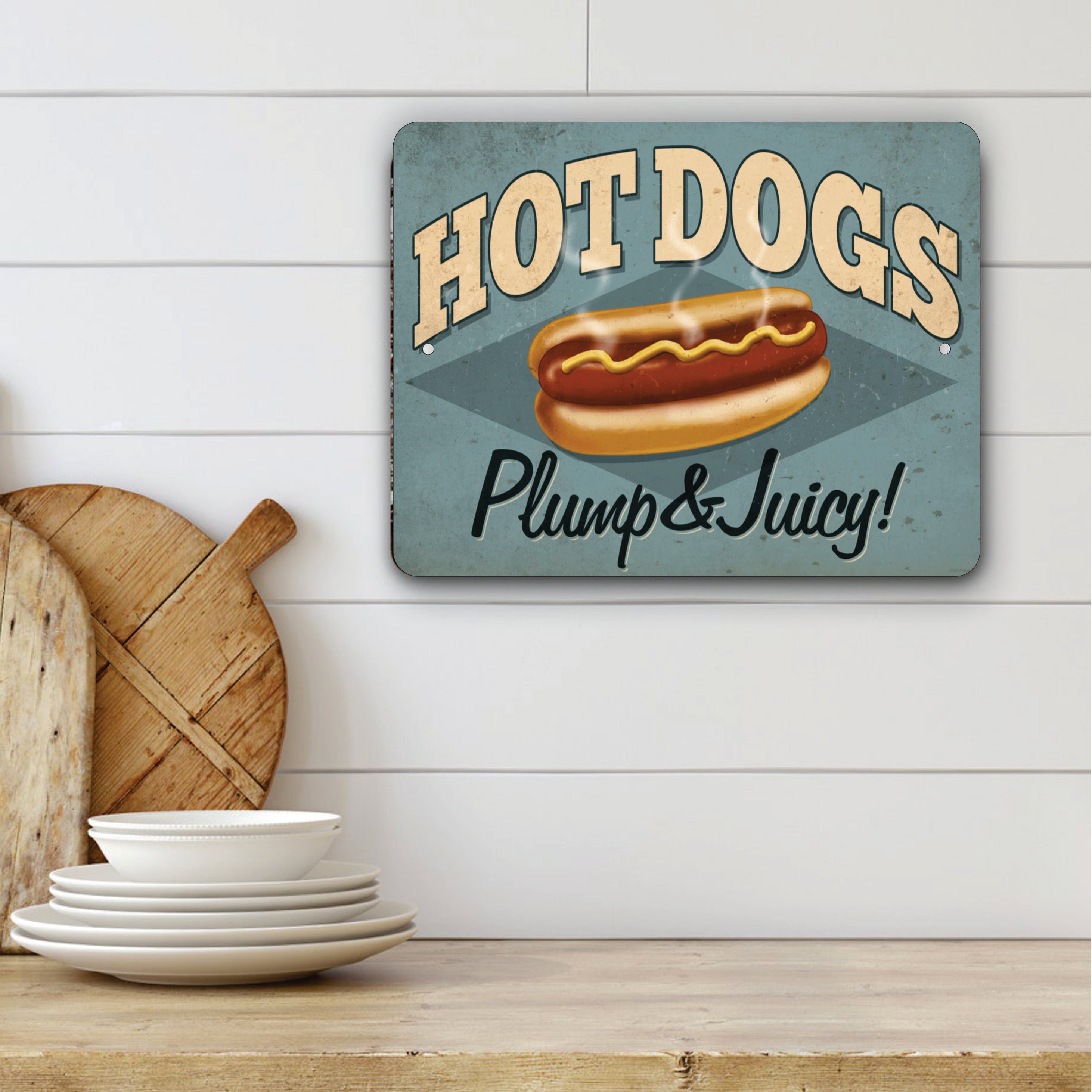PLACA HOT DOGS RETRO