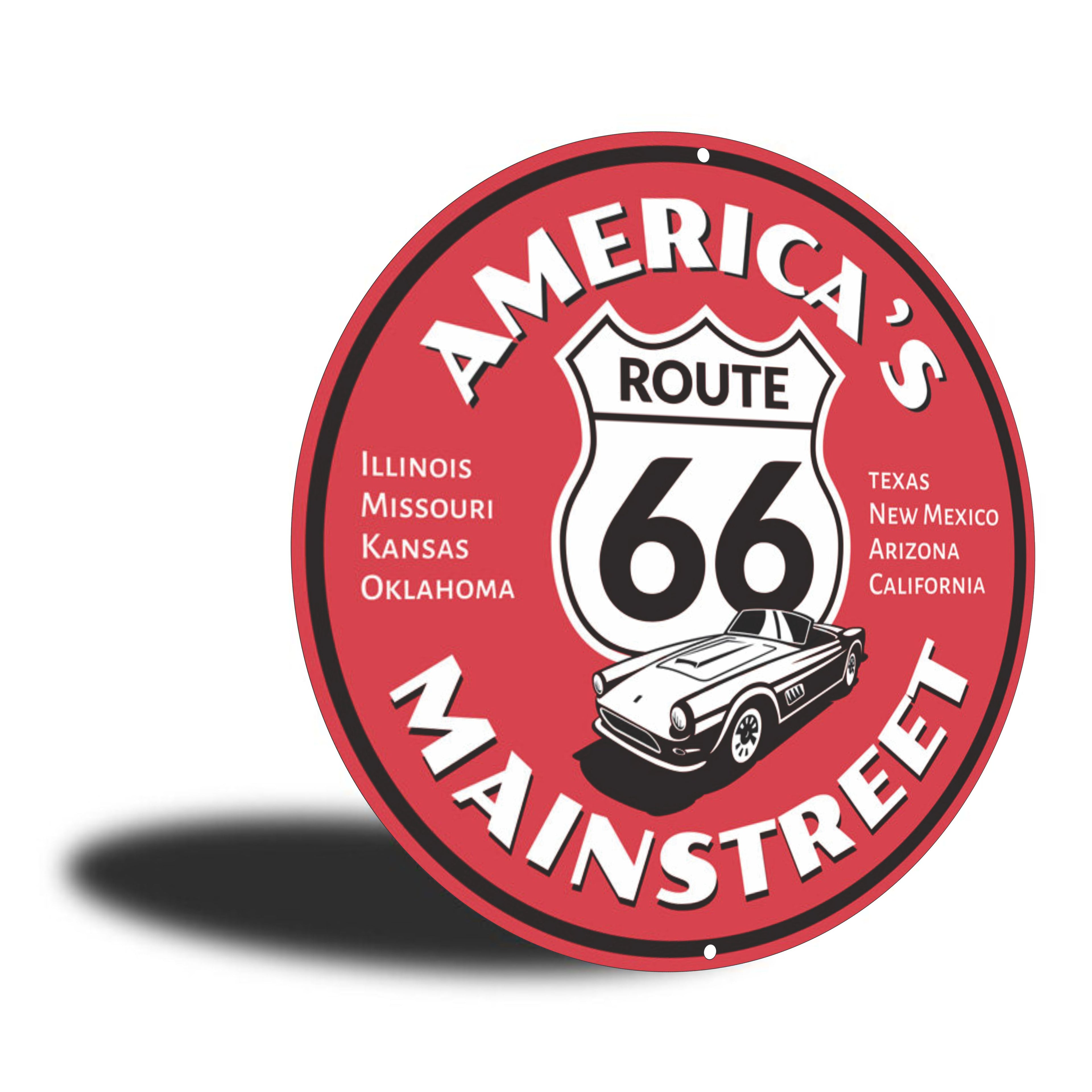 PLACA CIRCULAR AMERICA S MAINSTREET 66