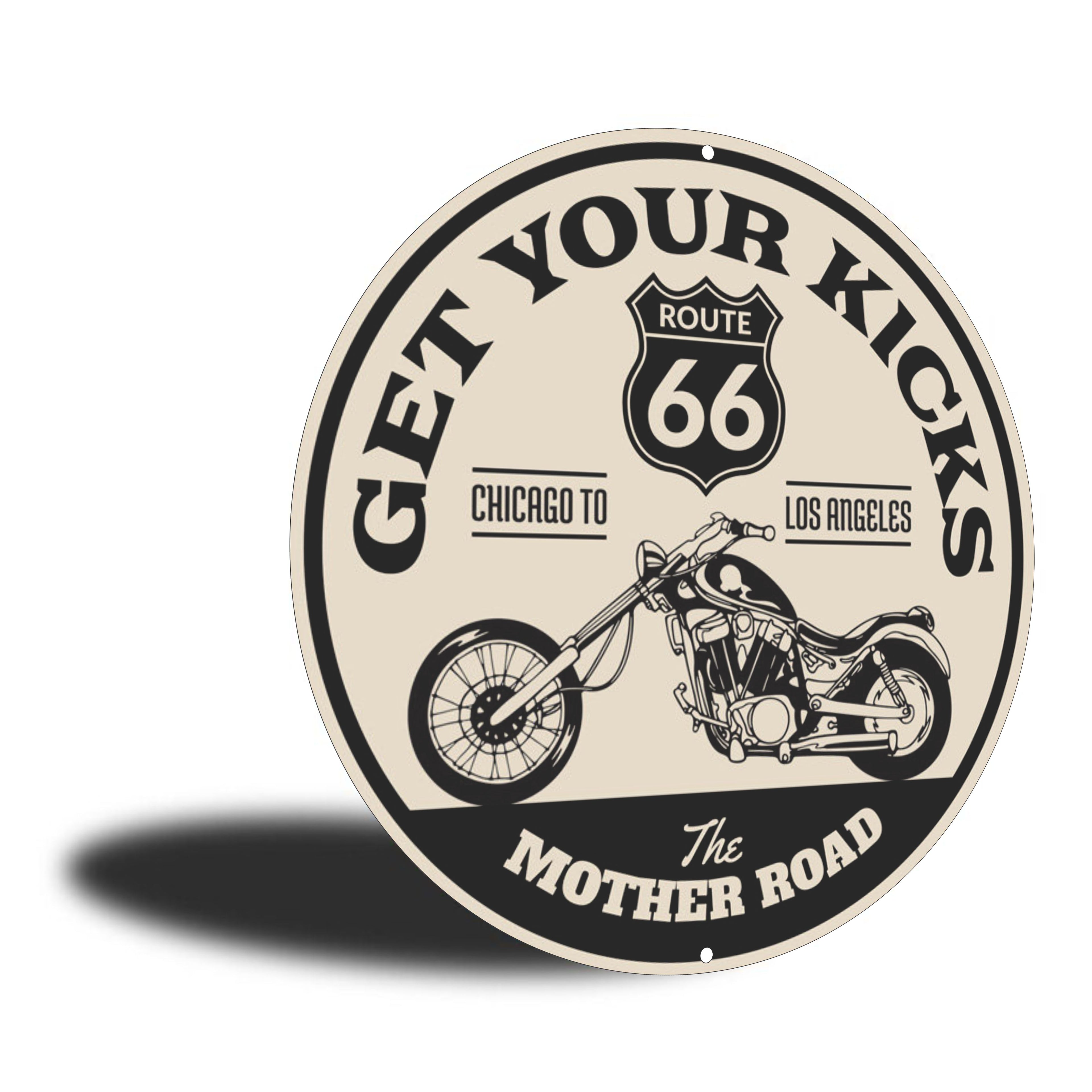 PLACA CIRCULAR GET YOUR KICKS ROUTE 66