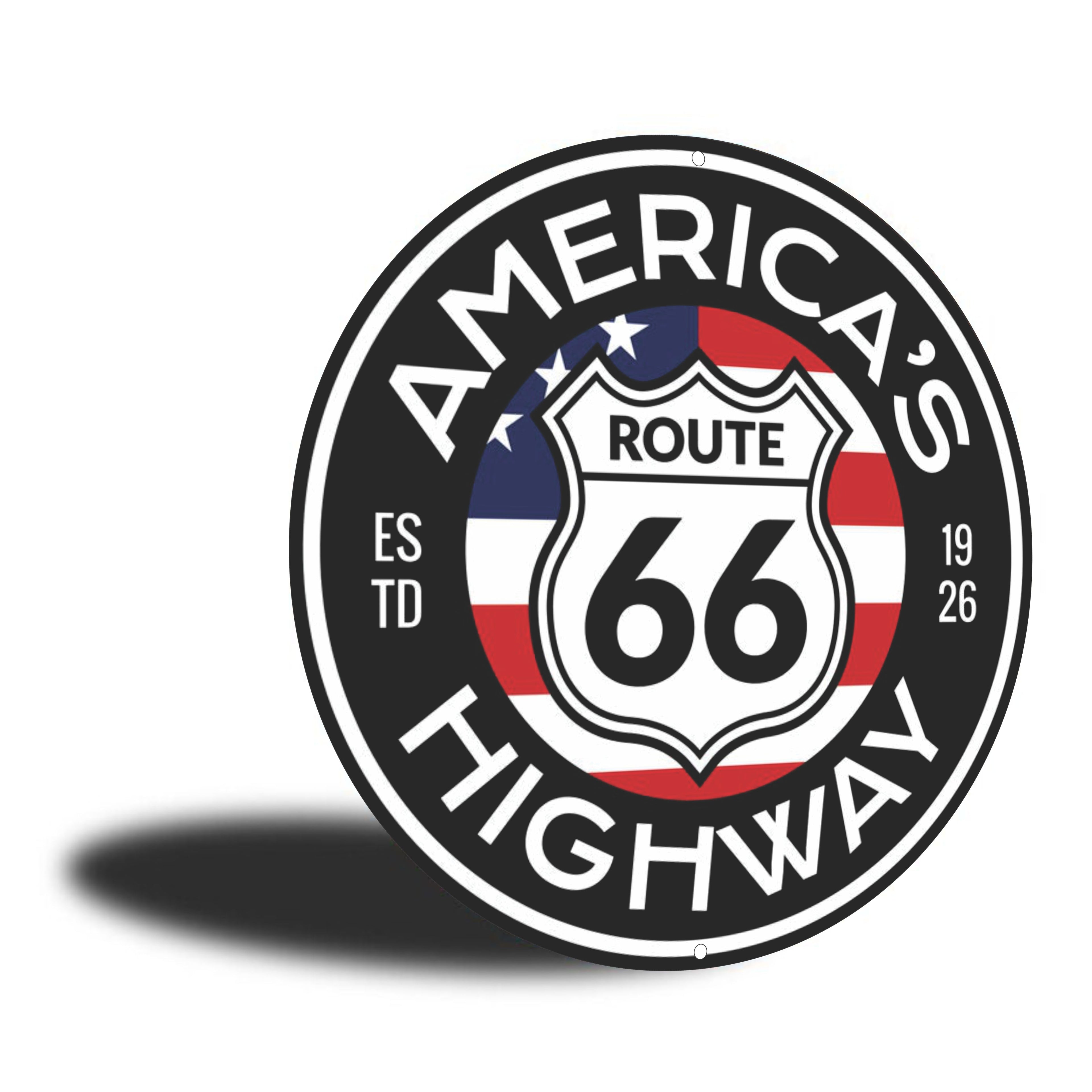 PLACA CIRCULAR AMERICA S HIGH WAY 66