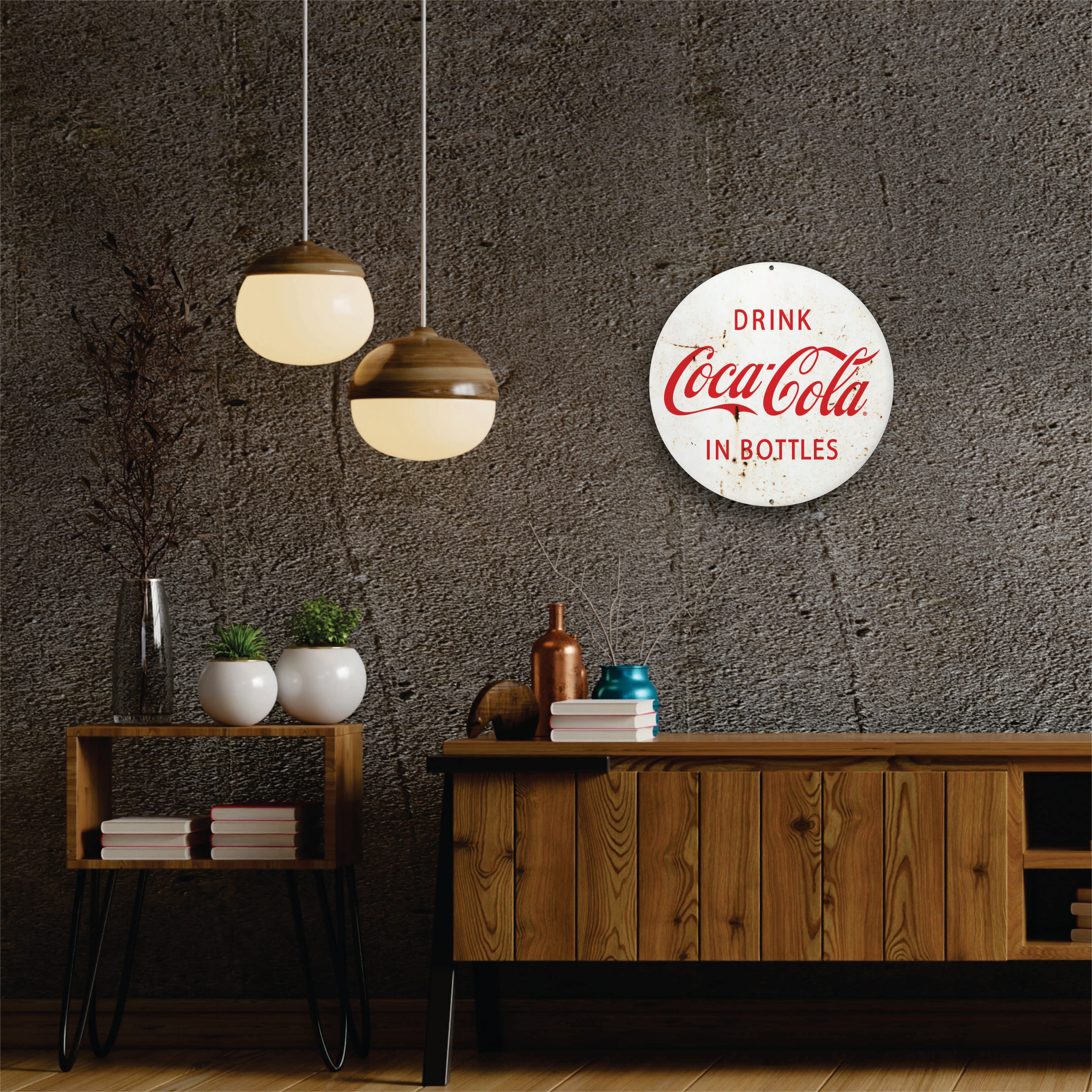 PLACA CIRCULAR DRINK COCA-COLA IN BOTTLES