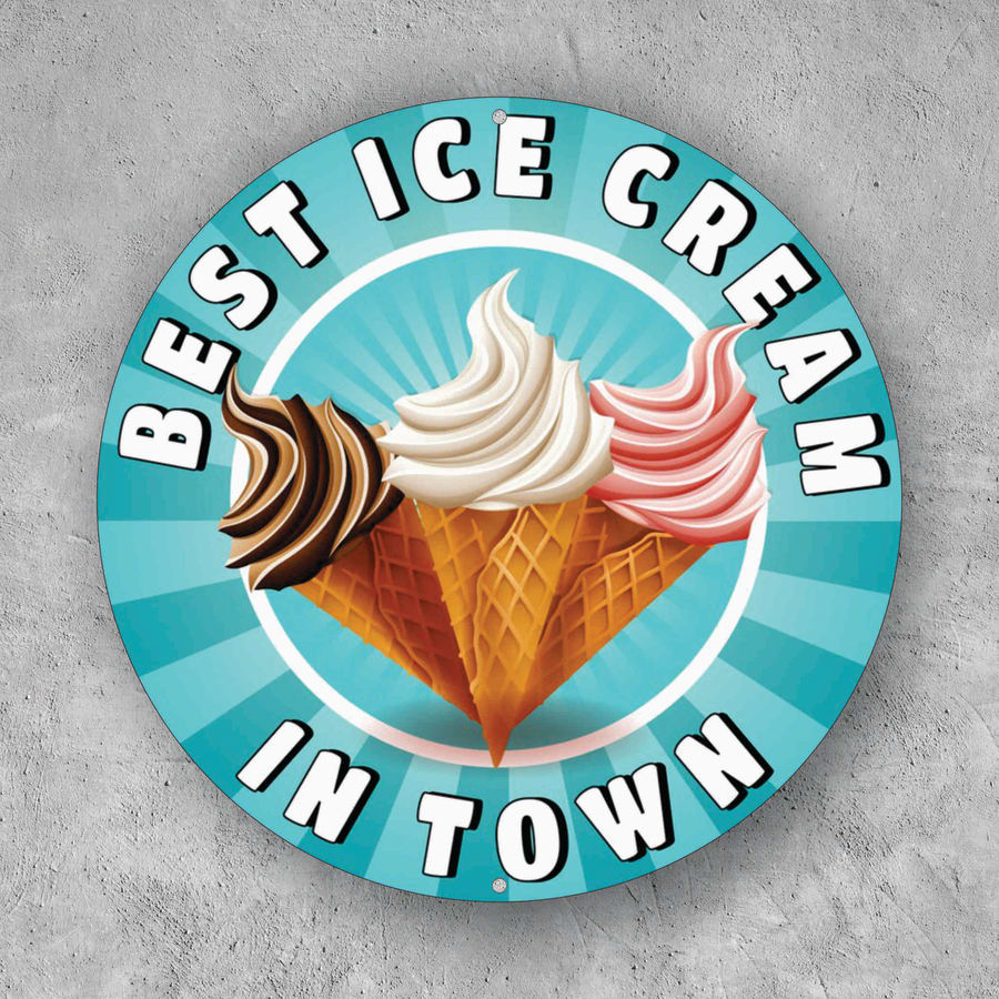 PLACA CIRCULAR BEST ICE CREAM IN TOWN