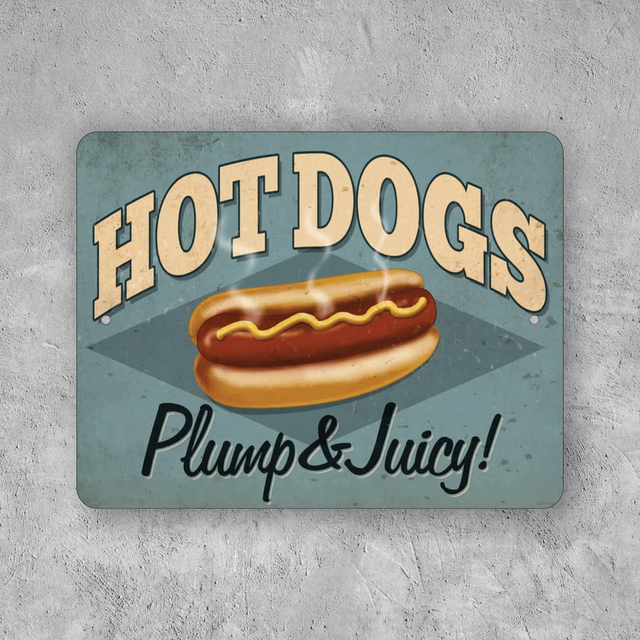PLACA HOT DOGS RETRO