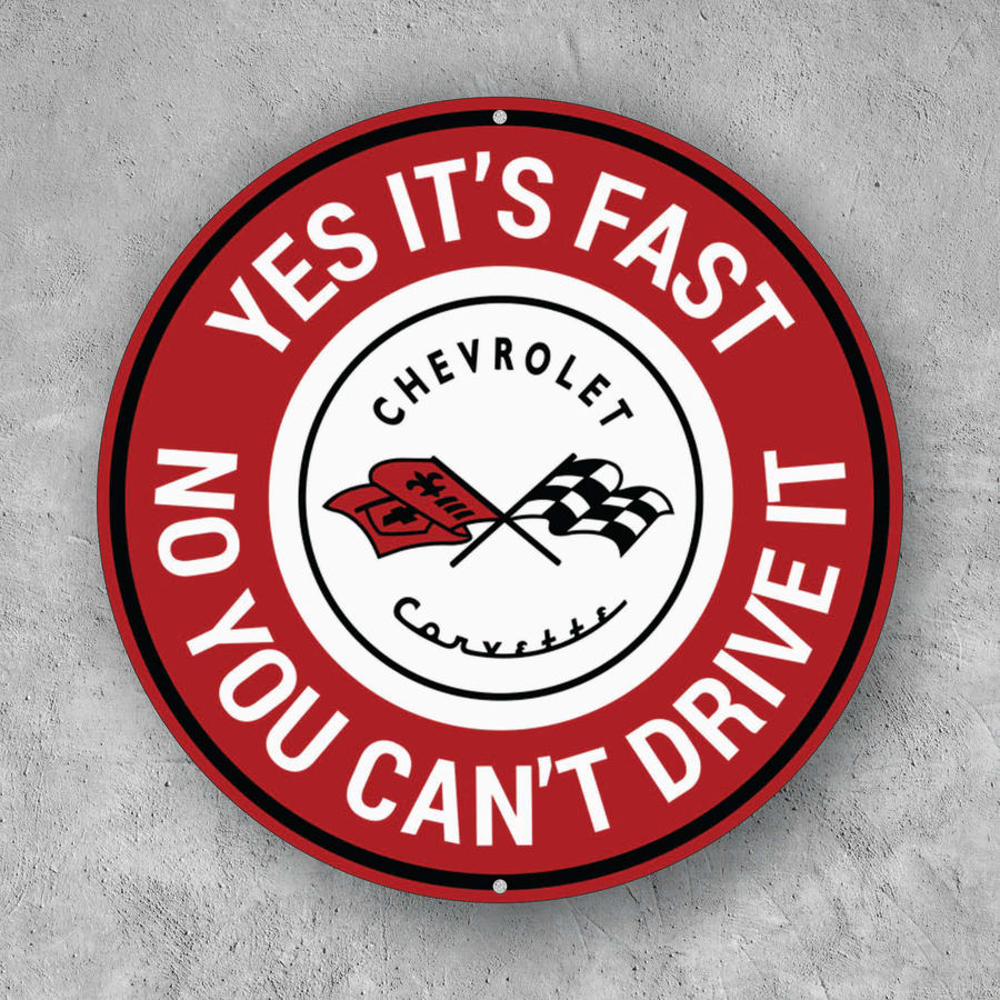 PLACA CIRCULAR CHEVROLET YES IT S FAST