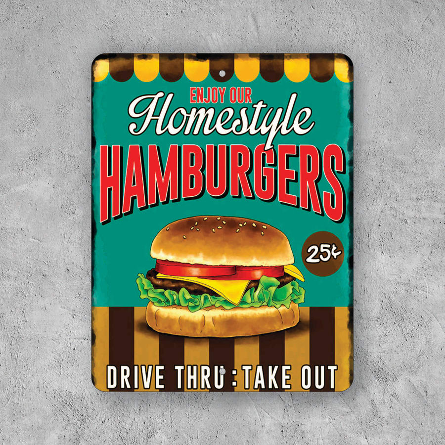PLACA HOMESTYLE HAMBURGERS