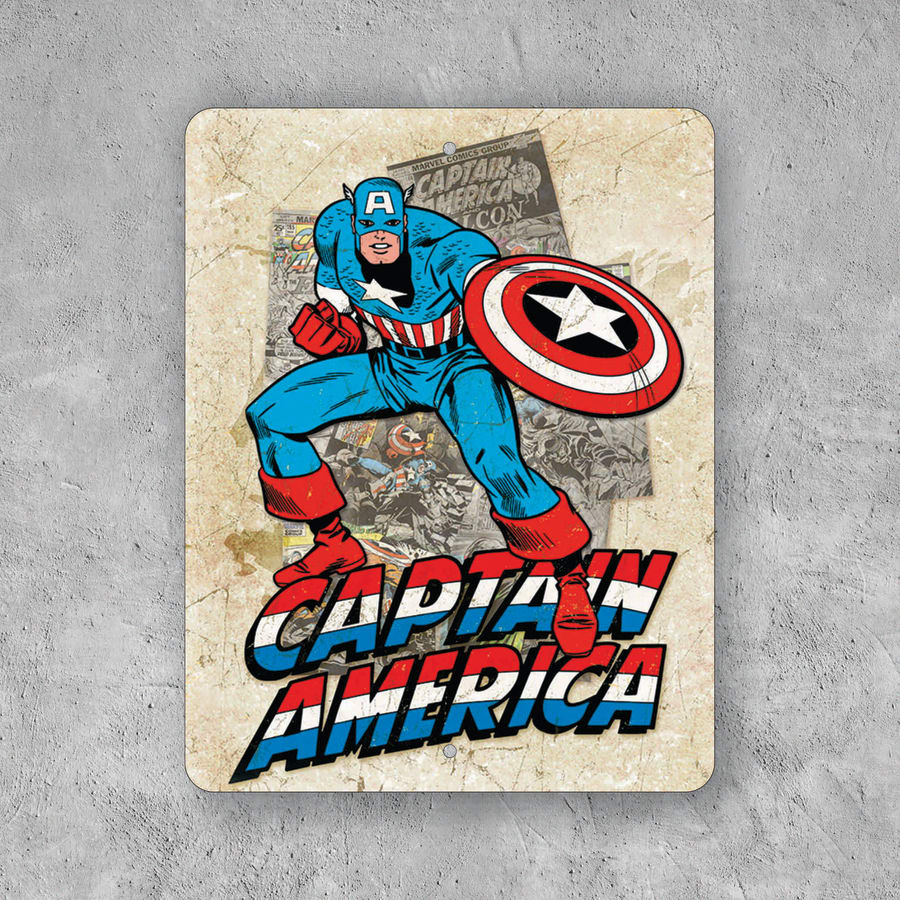 PLACA CAPITAN AMERICA RETRO MARVEL COMICS