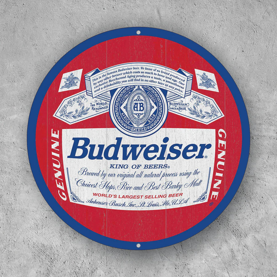 PLACA CIRCULAR GENUINE BUDWEISER