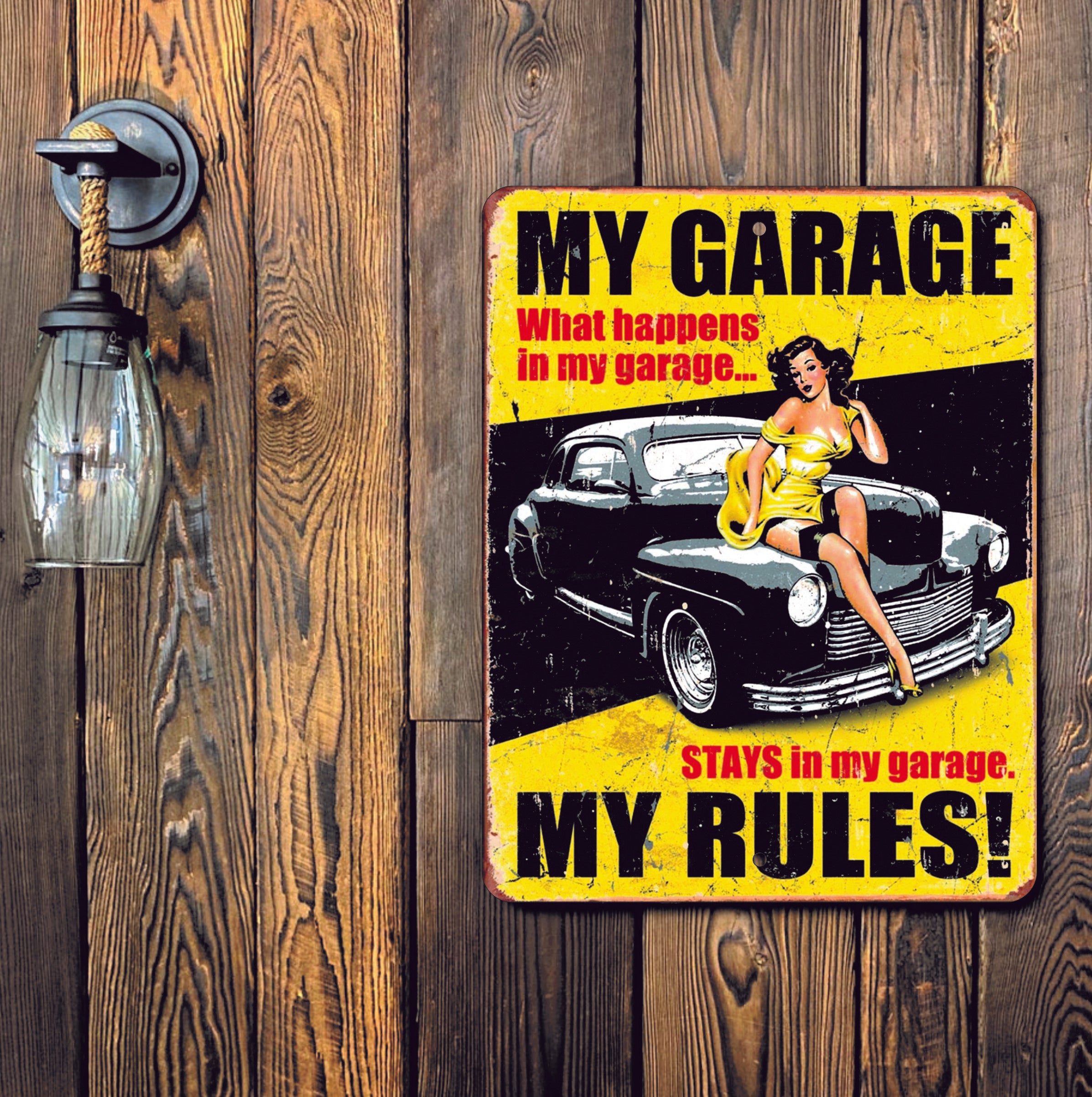 PLACA MY GARAGE MY RULES