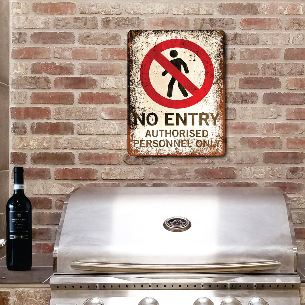 PLACA NO ENTRY RETRO