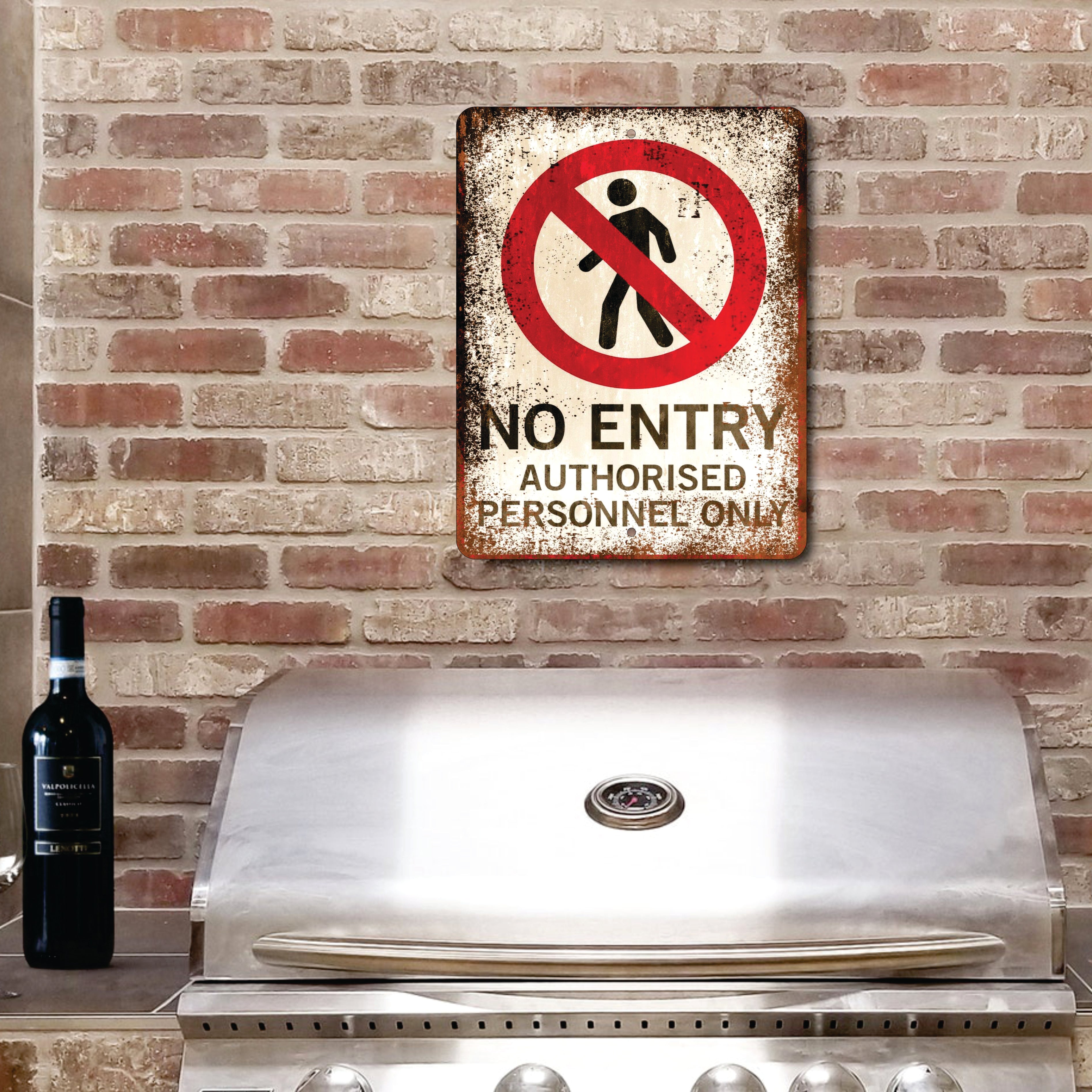 PLACA NO ENTRY RETRO