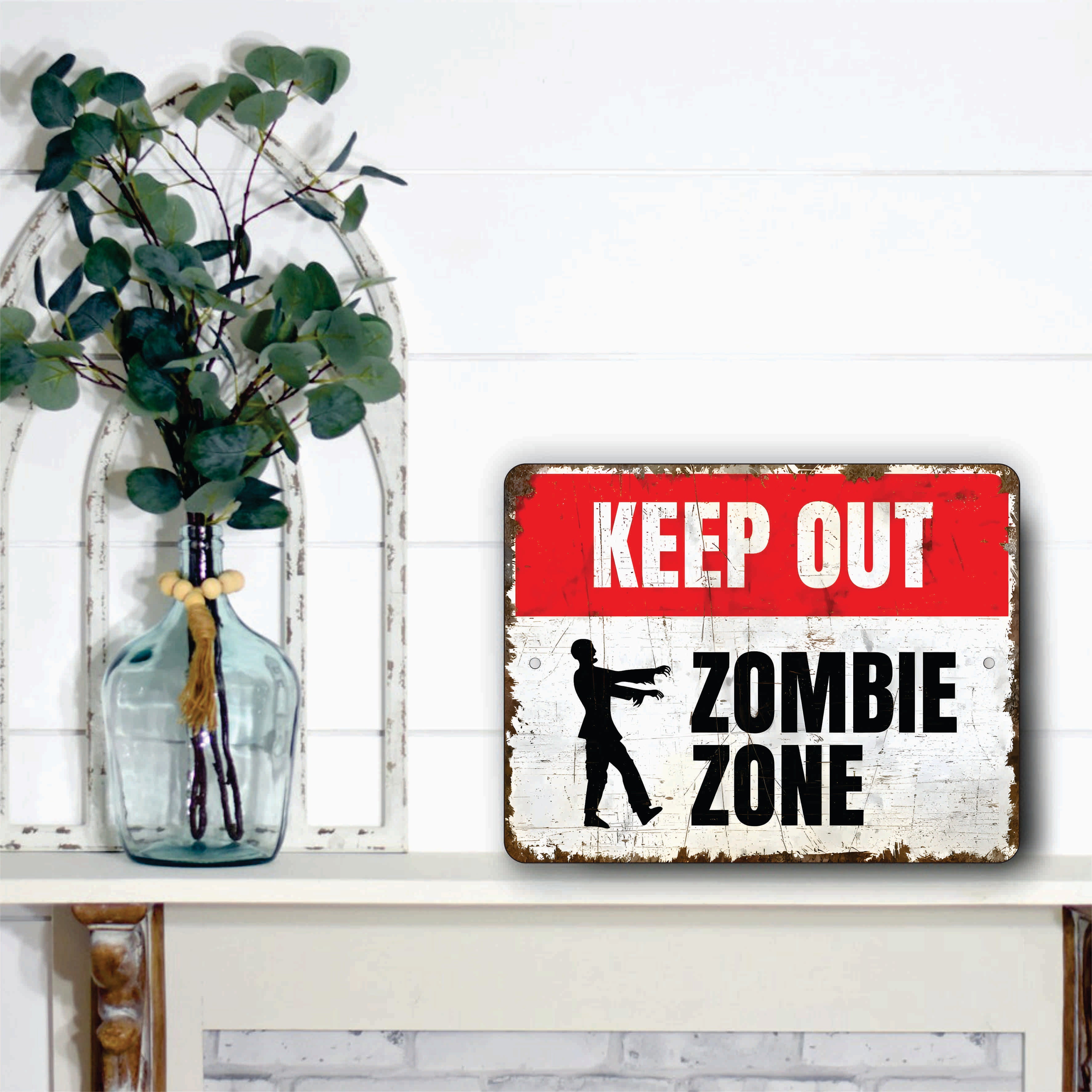 PLACA KEEP OUT ZOMBIE ZONE