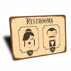 PLACA BAÑOS RESTROOMS