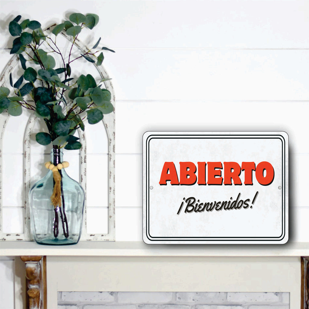 PLACA ABIERTO BIENVENIDOS