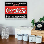 PLACA COCA-COLA AT SODA FOUNTAINS