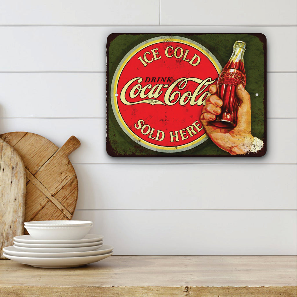 PLACA COCA-COLA SOLD HERE SIGN