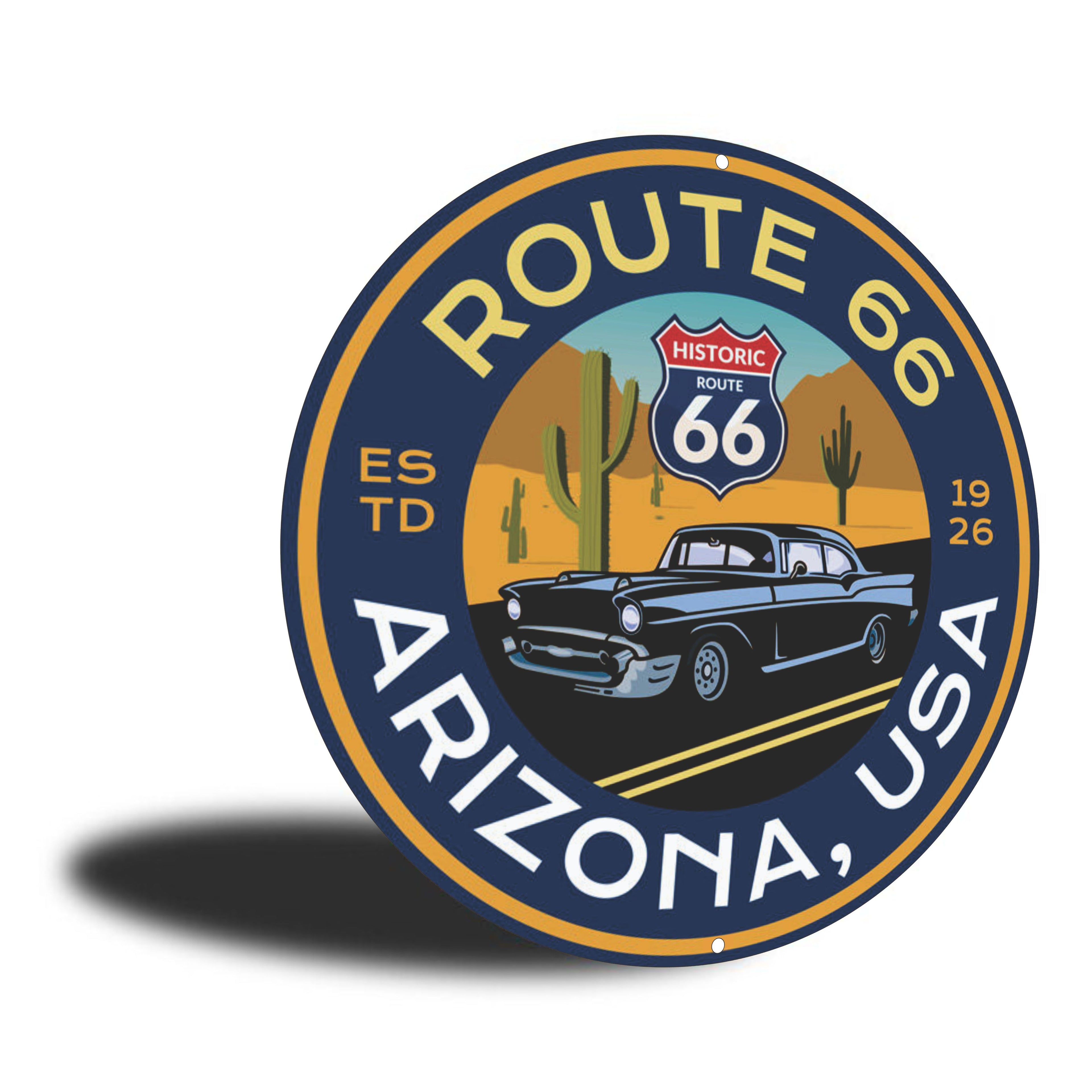 PLACA CIRCULAR ROUTE 66 ARIZONA 66