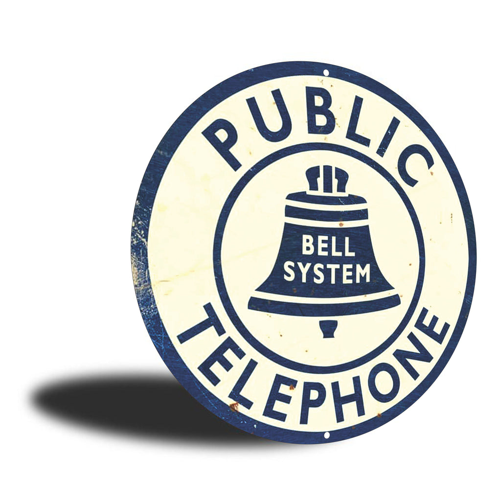 PLACA CIRCULAR PUBLIC TELEPHONE