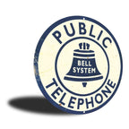 PLACA CIRCULAR PUBLIC TELEPHONE