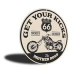 PLACA CIRCULAR GET YOUR KICKS ROUTE 66