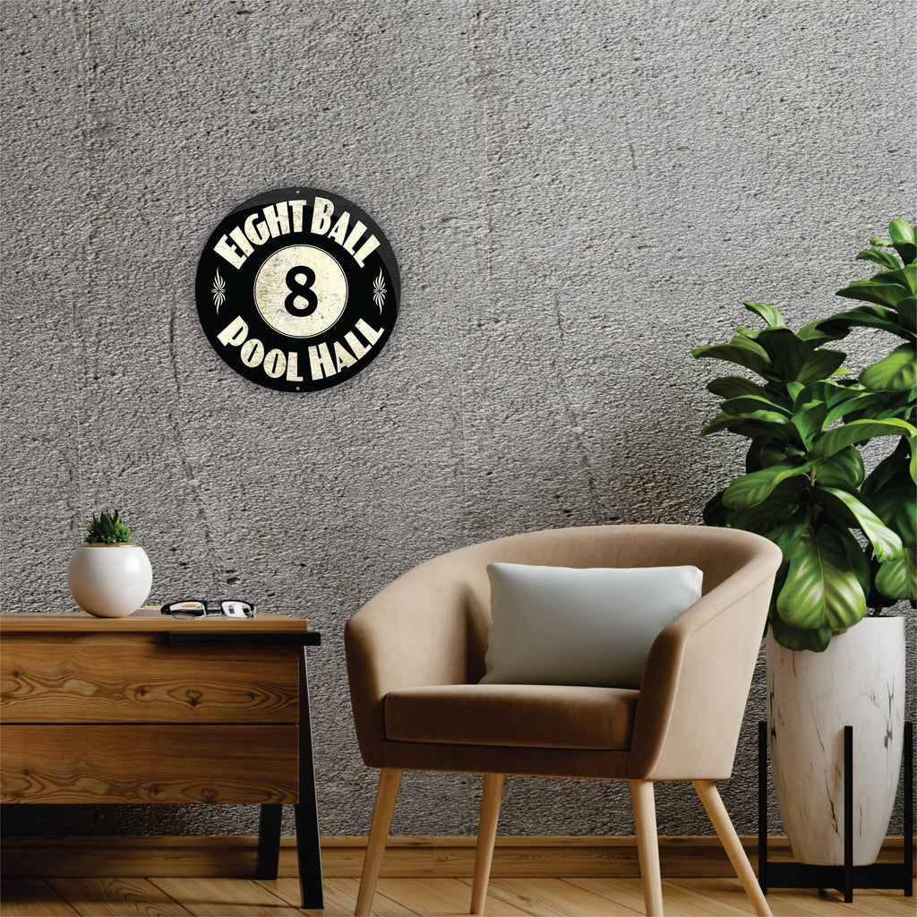 PLACA CIRCULAR EIGHT BALL