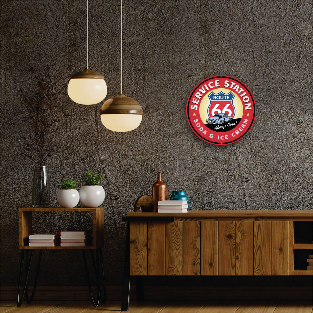 PLACA CIRCULAR SERVICE STATION 66