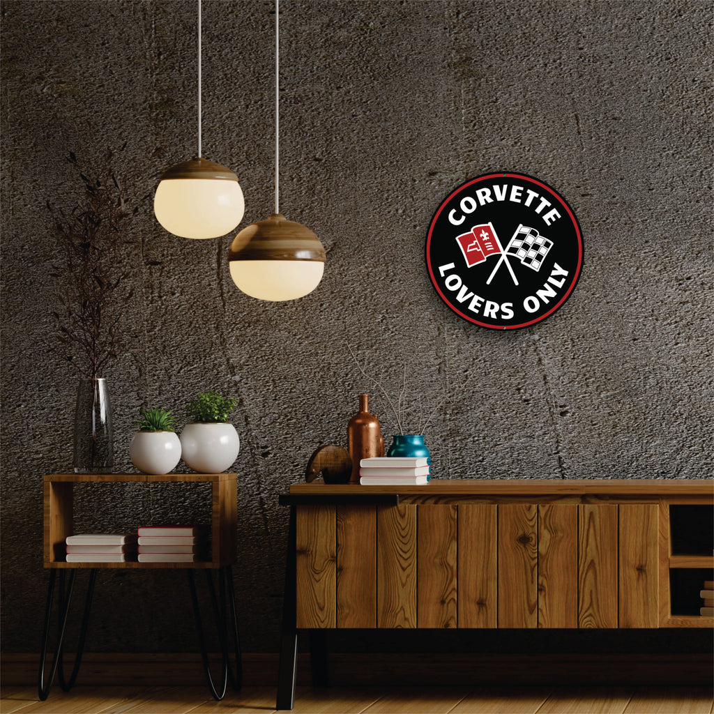 PLACA CIRCULAR CORVETTE LOVERS ONLY