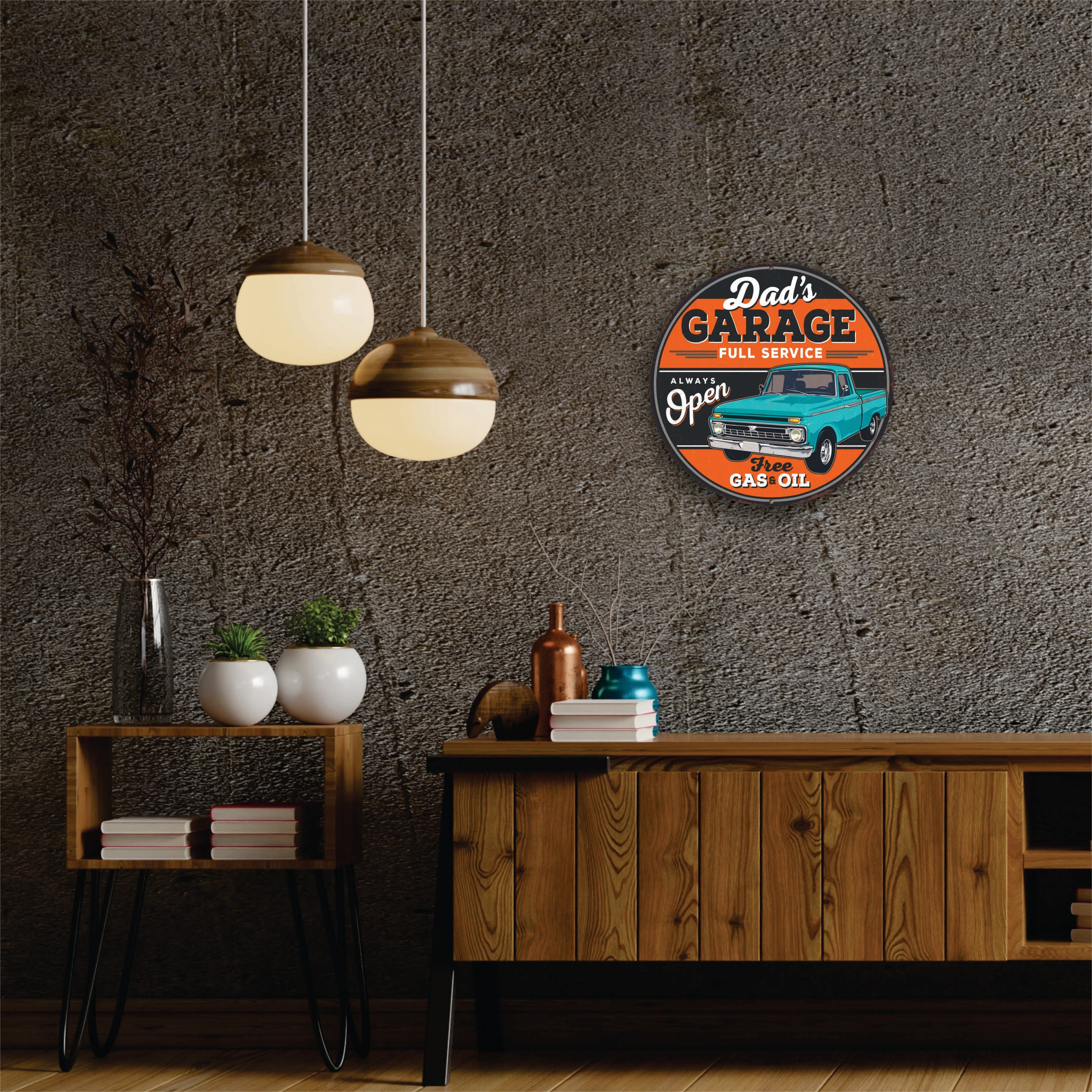 PLACA CIRCULAR DAD S GARAGE