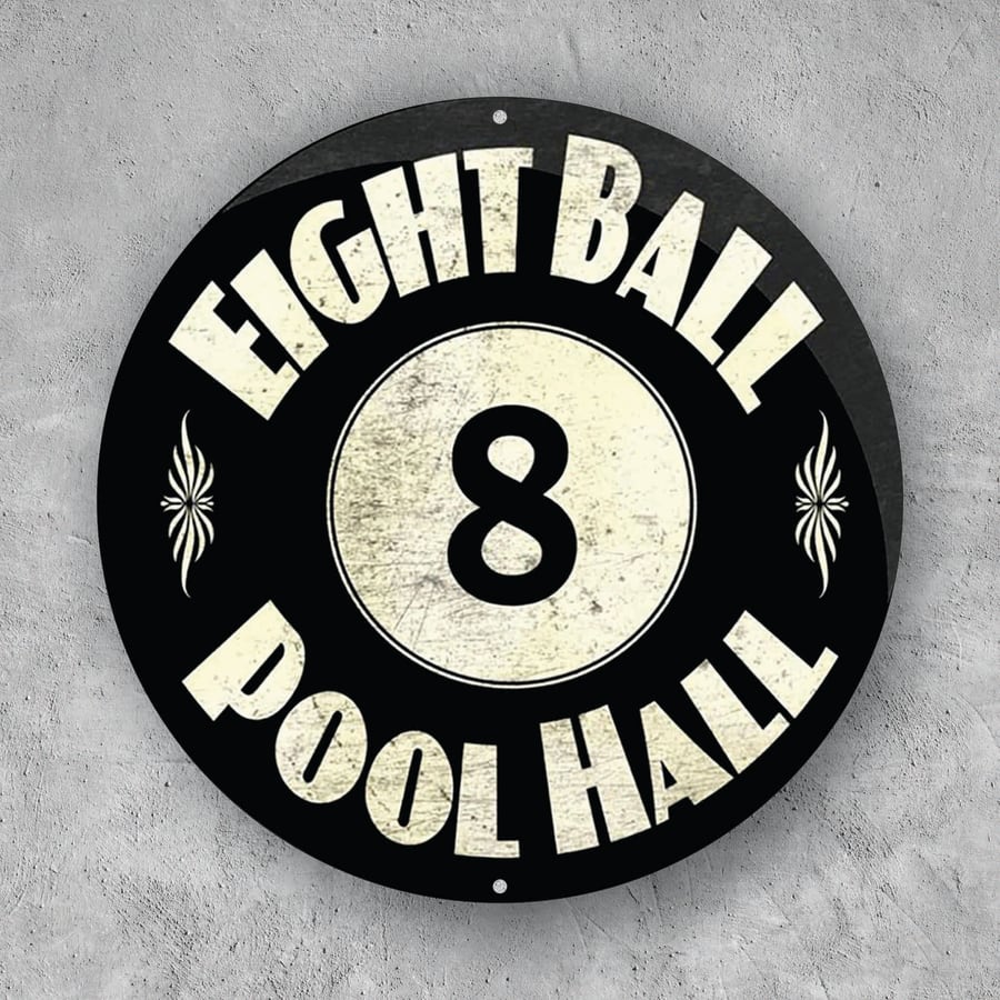 PLACA CIRCULAR EIGHT BALL
