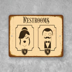 PLACA BAÑOS RESTROOMS