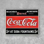 PLACA COCA-COLA AT SODA FOUNTAINS