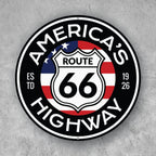 PLACA CIRCULAR AMERICA S HIGH WAY 66