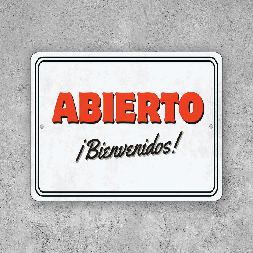 PLACA ABIERTO BIENVENIDOS