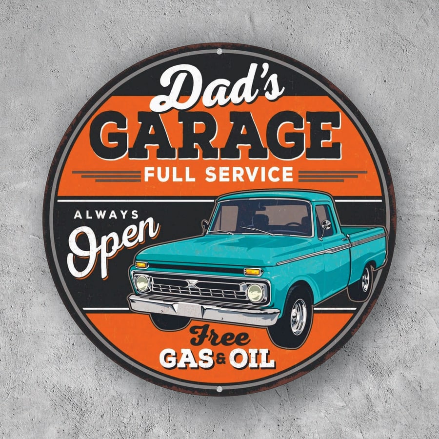 PLACA CIRCULAR DAD S GARAGE
