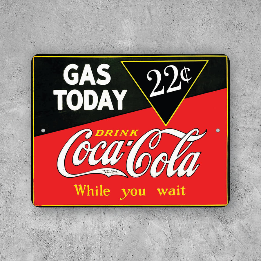 PLACA GAS TODAY COCA-COLA