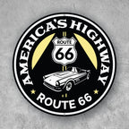 PLACA CIRCULAR AMERICA S HIGHWAY ROUTE 66 BLACK