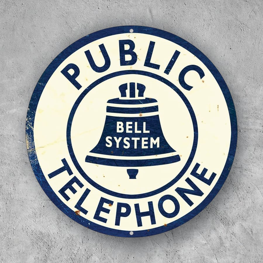 PLACA CIRCULAR PUBLIC TELEPHONE