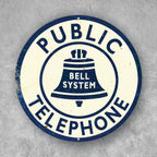 PLACA CIRCULAR PUBLIC TELEPHONE